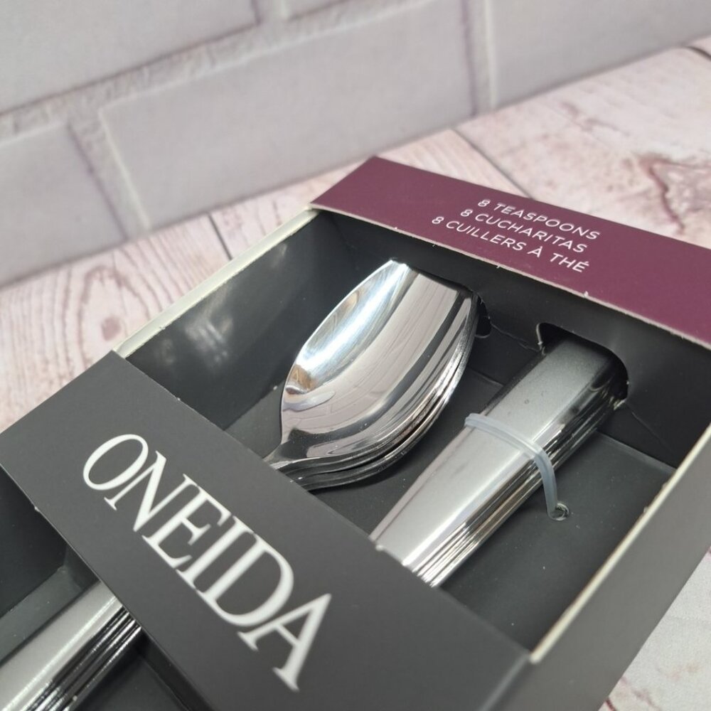 ONEIDA Jordan Frosted Teaspoons Stainless Oval Spoon Glossy Flatware - Picture 4 of 4